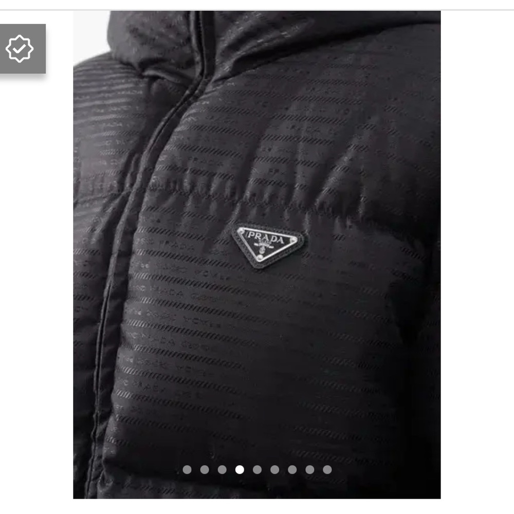 PRADA Logo-Jacquard Hooded Re-Nylon Down Jacket Black Size 38 - Picture 6 of 8